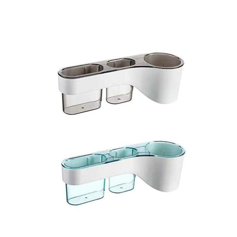 

Wall Mount Bathroom Rack Detachable Punch Free Hair Drier Stand Rack Toothpaste Holder for Home Bathroom (Blue)