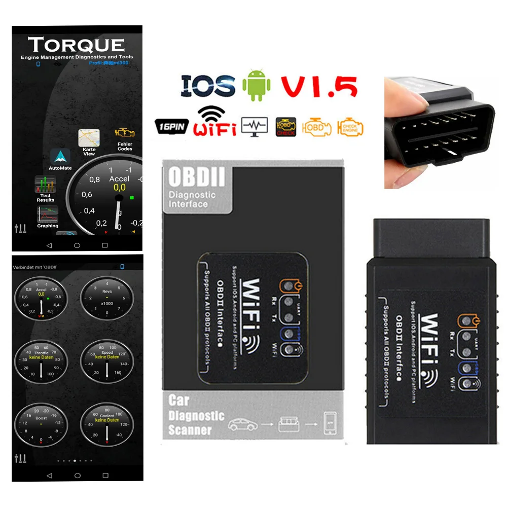 WIFI BLUETOOTH OBD2 OBDII Автомобильный сканер диагностическое устройство для iPhone iOS Android