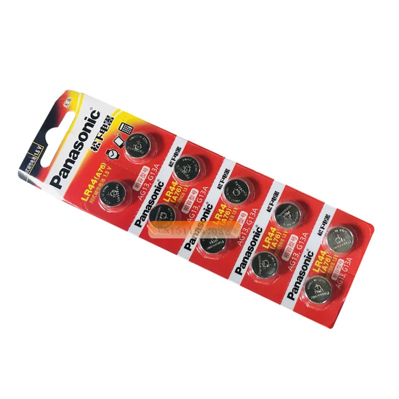 20 шт/2 упаковки PANASONIC LR44 A76 AG13 0% Hg SR1154 357 LR 44 1,5 V батареи для калькулятора 0% Hg