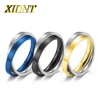xidnt fashion simple punk 361l stainless steel double ring blue silver black gold men and women free rotation anxiety ring