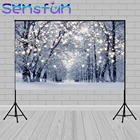 Зимний фон для фотосъемки Блестящий лес Рождество снег фон для фотосъемки День Рождения вечерние для фотостудии