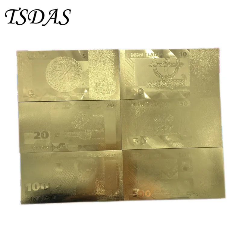 Бизнес-подарки полный Латвийский набор золотых 24k банкнот принимаем смешанные