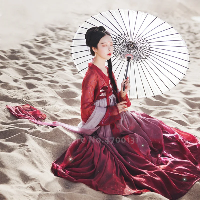 Женское традиционное платье ханьфу красная юбка костюм Тан китайской сказочной