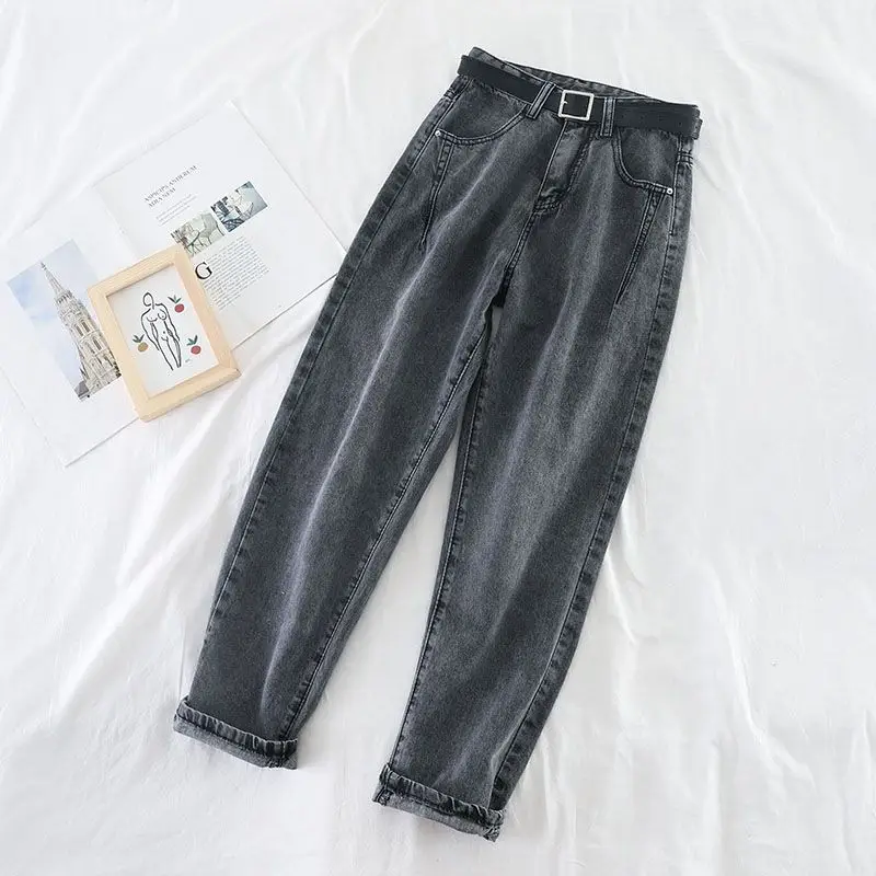 

Korean High Waist Jeans Women Harem Pants Loose Casual Plus Size High Street Denim Trousers Pantalon Femme Vintage With Belt