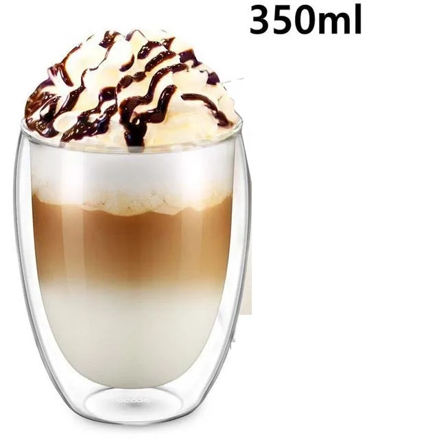 A-350ml 1 шт., двойные кофейные чашки для напитков, с изоляцией, с двойными стенками, стеклянная чайная чашка, креативный подарок, посуда для напитков, verre, шампань - Цвет: A-350ml
