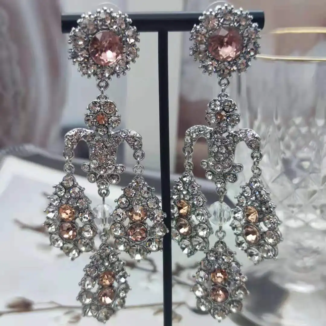 

Gem inlaid vintage western antique gothic earrings women's jewelry