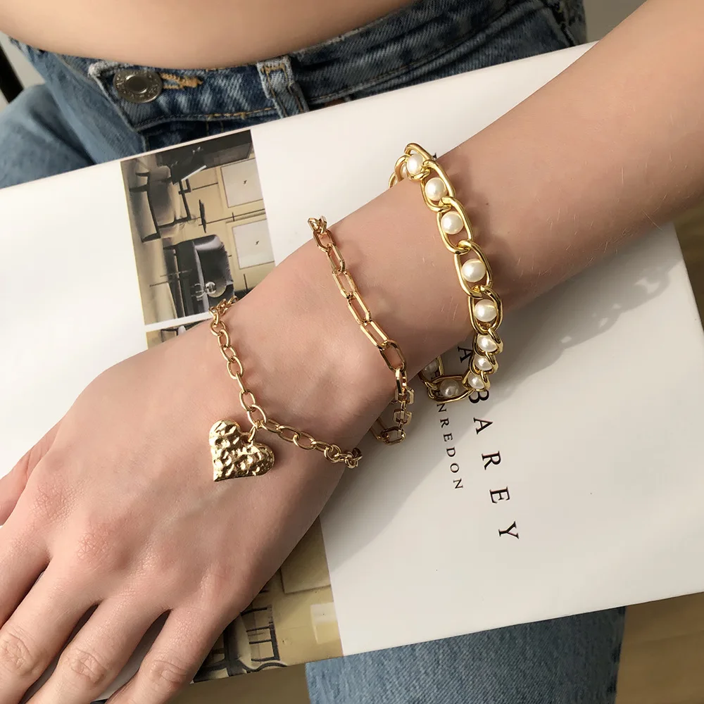 

Gold Color Heart Beads Pearl Star Multilayer Beaded Bracelets Set for Women Charm Party Jewelry Gift Punk Jewelry 2021 Trend