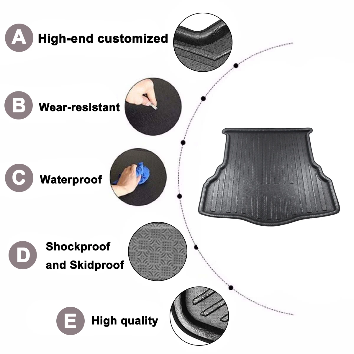 Автомобильный задний багажник с защитой от грязи напольный коврик ковер для Ford