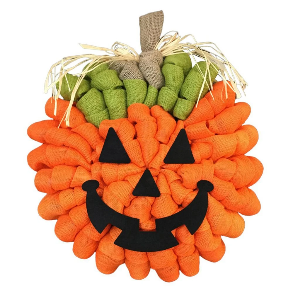 

1pc Halloween Pumpkin Wreath Artificial Maples Autumn Harvest Holiday Pendant Ornaments Door Hanging Garlands