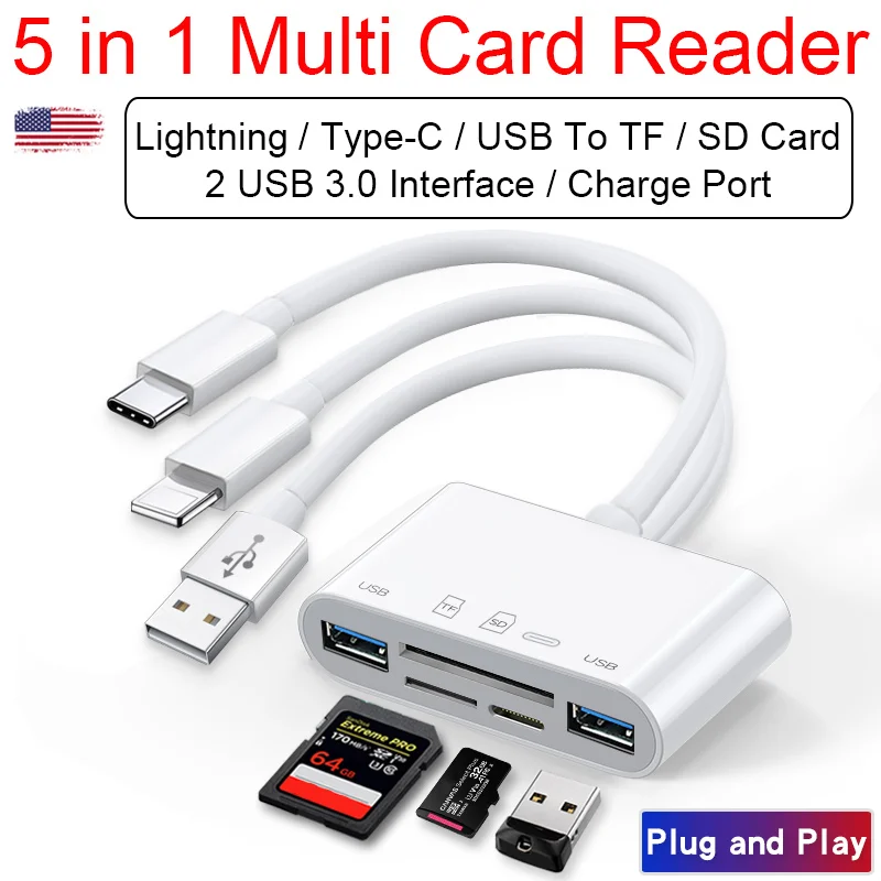 

Multi USB OTG Adapter Card Reader Lightning to Camera TF SD U-Disk IOS13 Adaptor for Iphone Ipad Mouse Keyboard Converter Hub