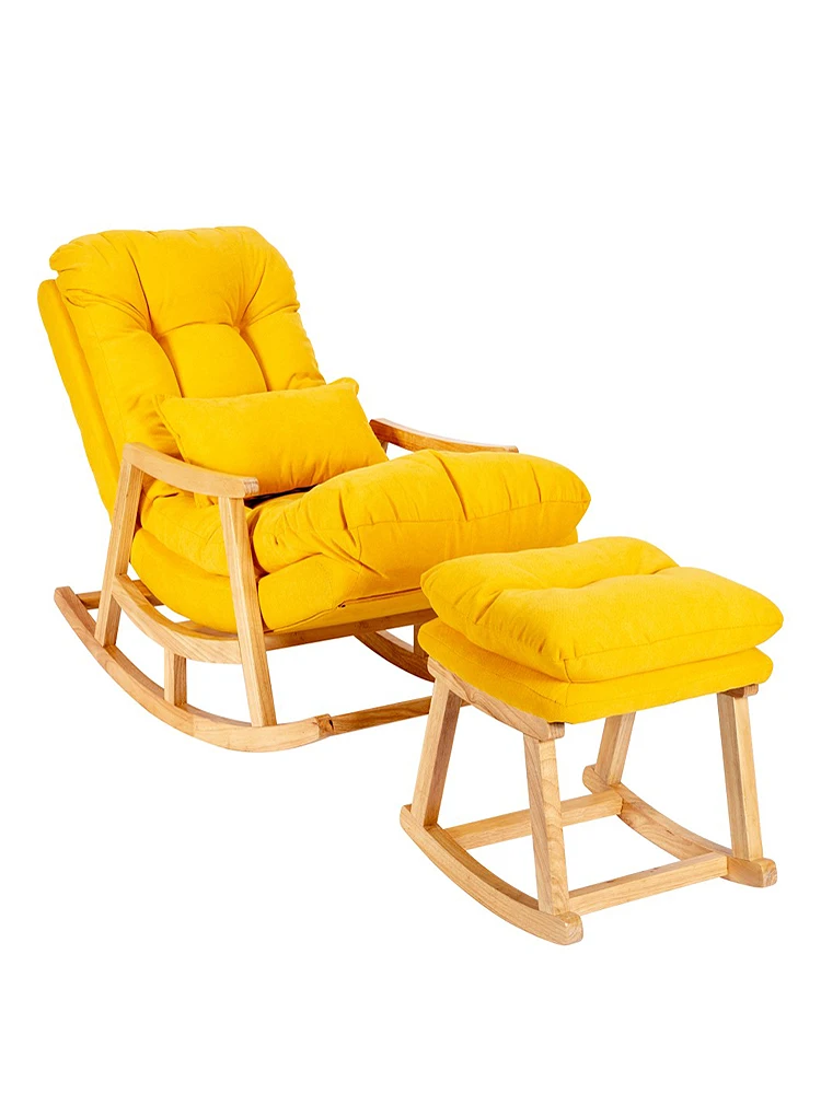 

TT Nordic Lazy Sofa Solid Wood Rocking Chair Adult Home Use Single Leisure Chair Backrest Recliner