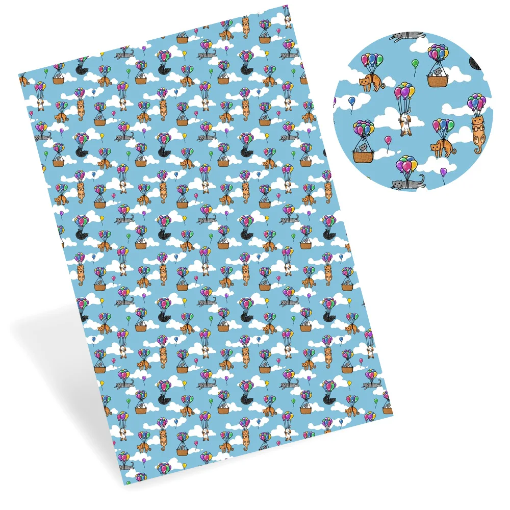 AHB 22*30cm 1pc Faux Leather Sheet Cartoon Cat Printed Synthetic Fabric Handmade Bag Shoe Material DIY Hair Bow Supplies | Дом и сад