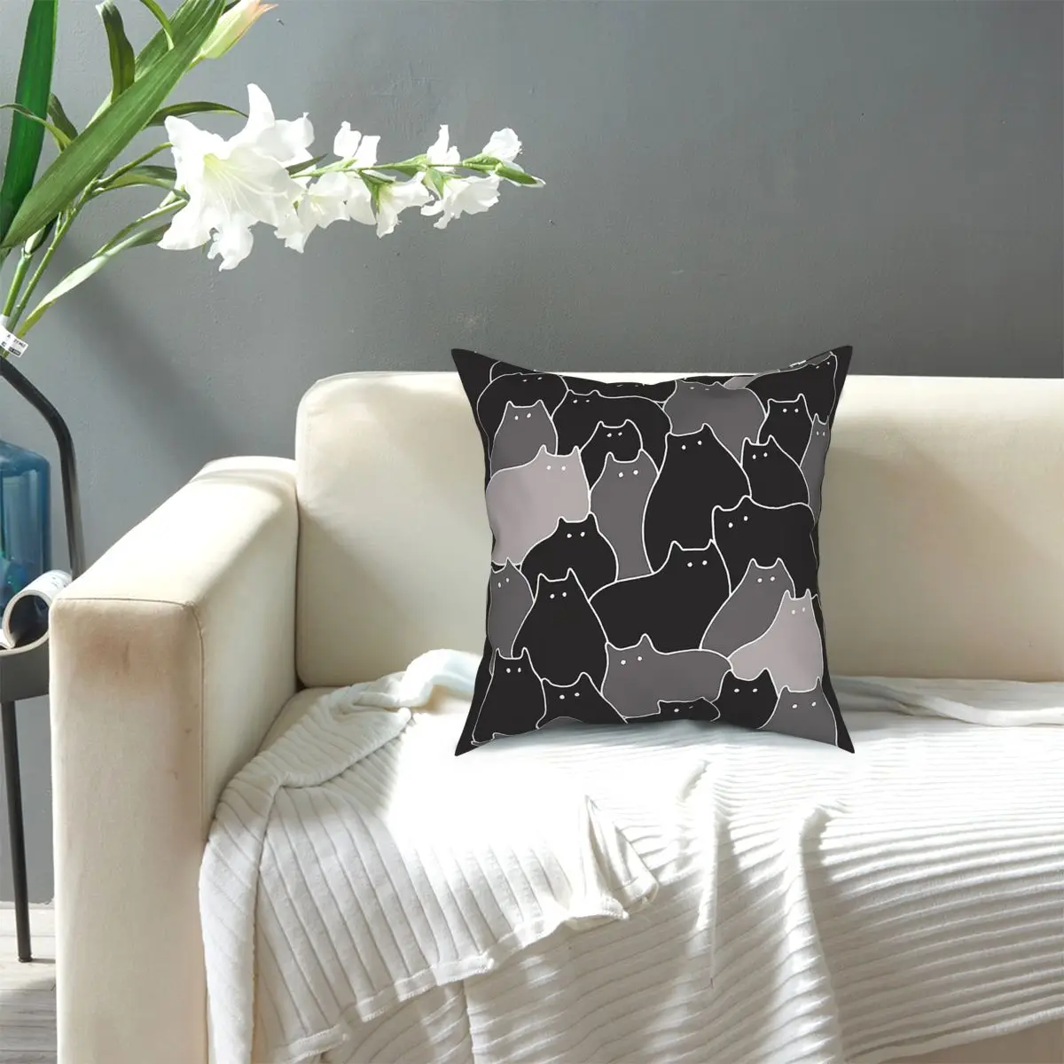 

Lots Of Cats (Grey) Throw Pillow Cover Polyester Cushions for Sofa Awesome Cushion Covers