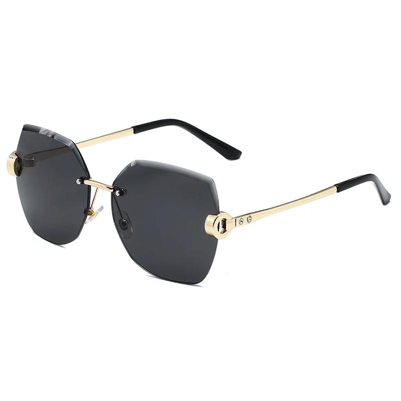 

2021 Vintage Fashion Oversized Rimless Sunglasses Women Famous Luxury Brand Design Sexy Diamond Square Sun Glasses For Female