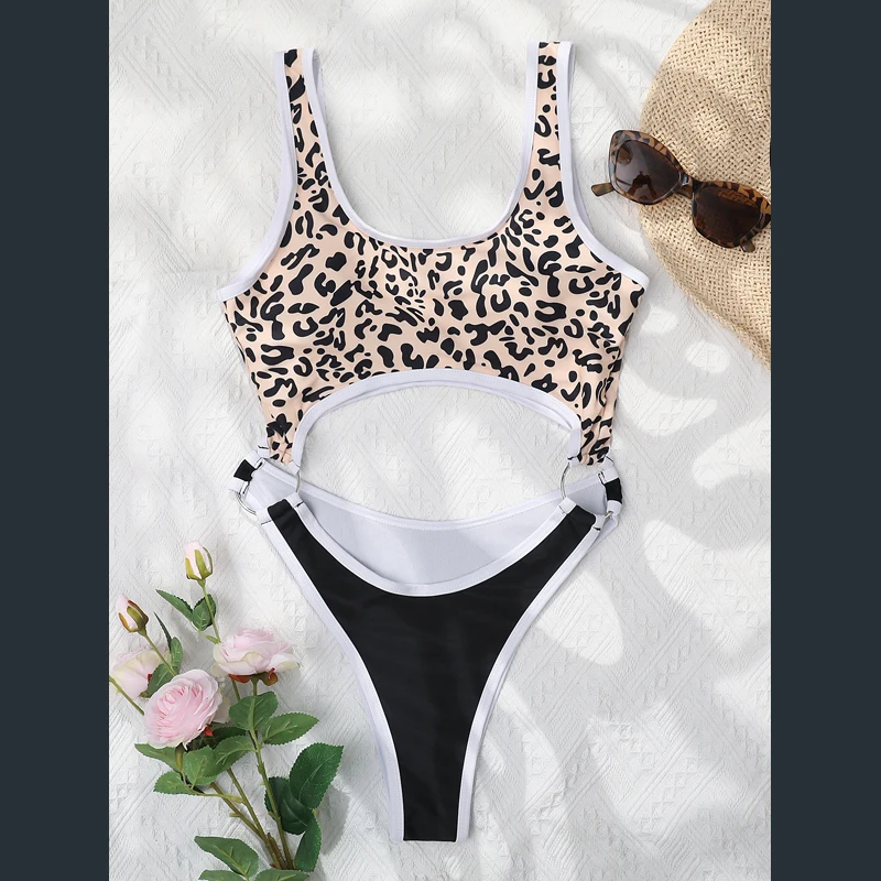 

Женское Бразильское бикини, купальный костюм большого размера, одежда для плавания 2021, новый соблазнительный цельный купальник из полиэсте...