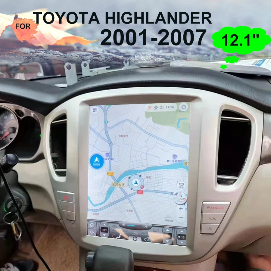 Автомобильное радио с экраном 12 1 дюйма Тесла для Toyota Highlander 2005 KLUGER 2003 Android 11 GPS
