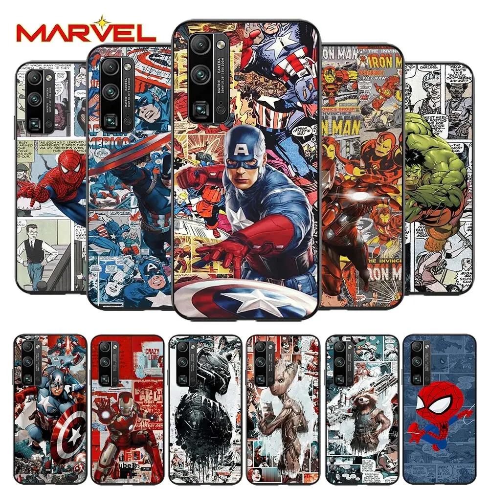 

Spiderman captain america for Huawei Honor 30 20 10 9S 9A 9C 9X 8X MAX 10 9 Lite 8A 7C 7A Pro Silicone Soft Black Phone Case