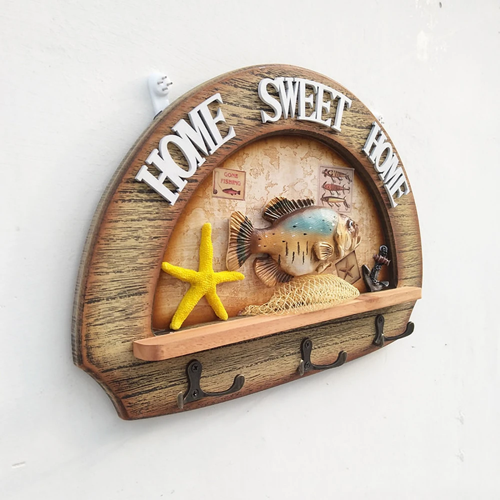 

Rudder Coat Hook Simulation Fish Hooks Wall Hanger Handicraft Creative Old Half Home Crafts Decoration Wooden Ornament