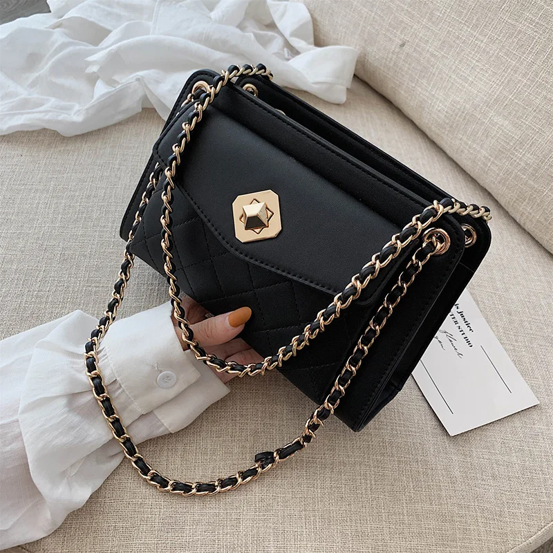 Квадратная женская сумка с золотой цепочкой 4 цвета знаменитый дизайн дамские