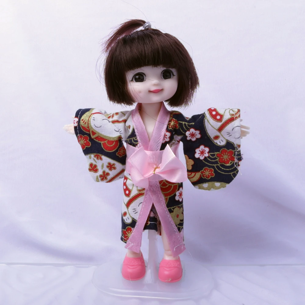 

BJD anime doll 13 Movable Joints Doll 6 Inch Makeup Cute Brown blue Eyeball with Fashion Dress for Girls Toy Japanese clothes