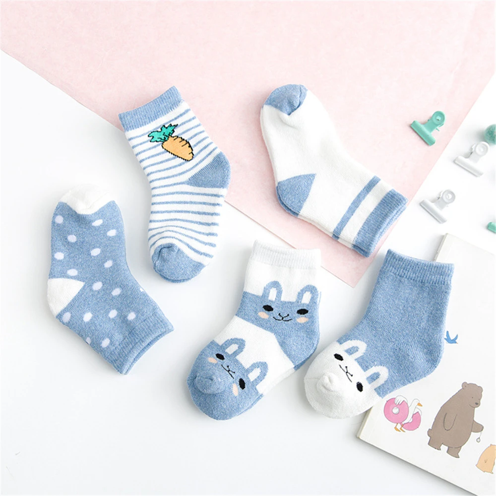 5 пар/лот утепленные для маленьких мальчиков и девочек носки до лодыжки осень