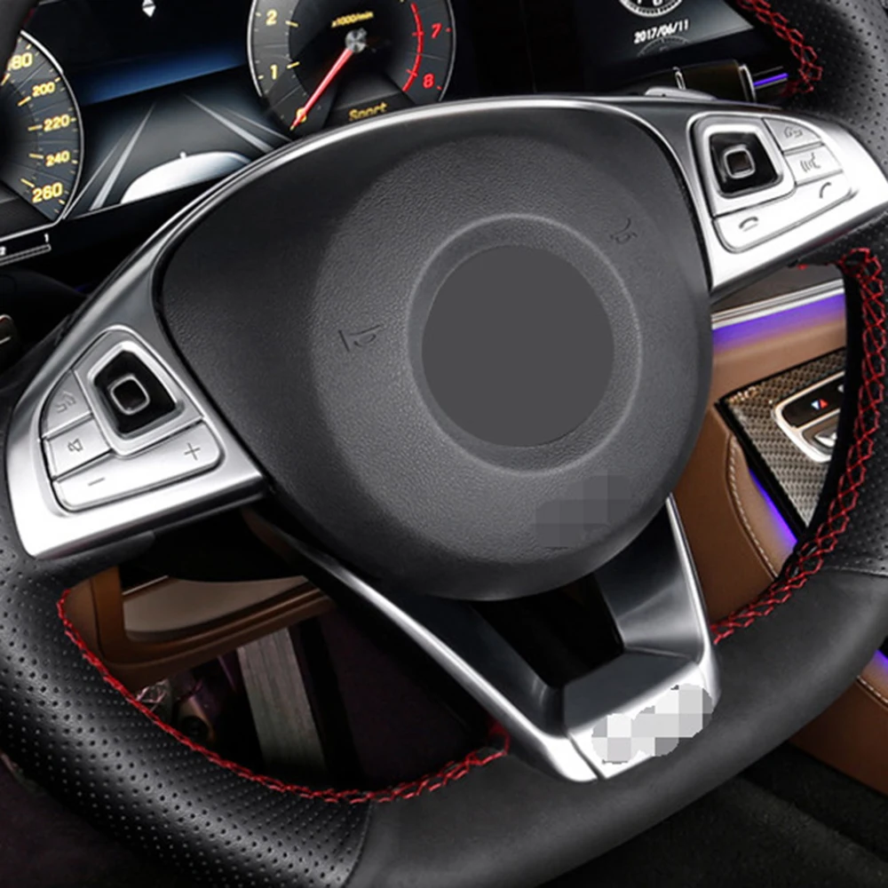 8 шт. серебристый матовый чехол на руль автомобиля накладка кнопки для Mercedes E-Class