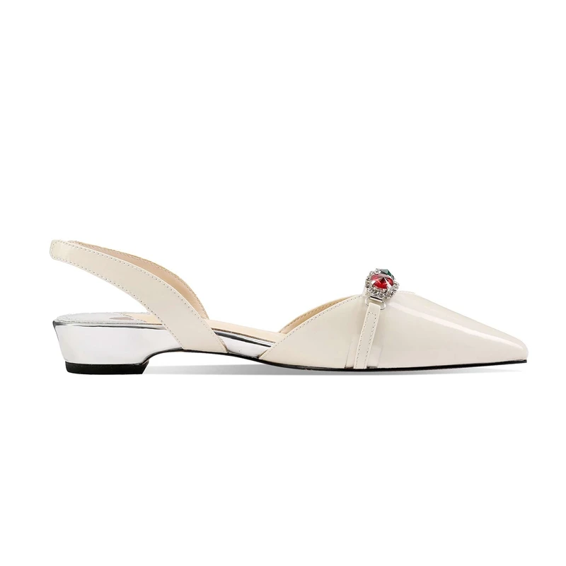 

Lenkisen genuine leather pointed toe low heel elastic band rhinestone gorgeous young lady party summer classic women pumps L36