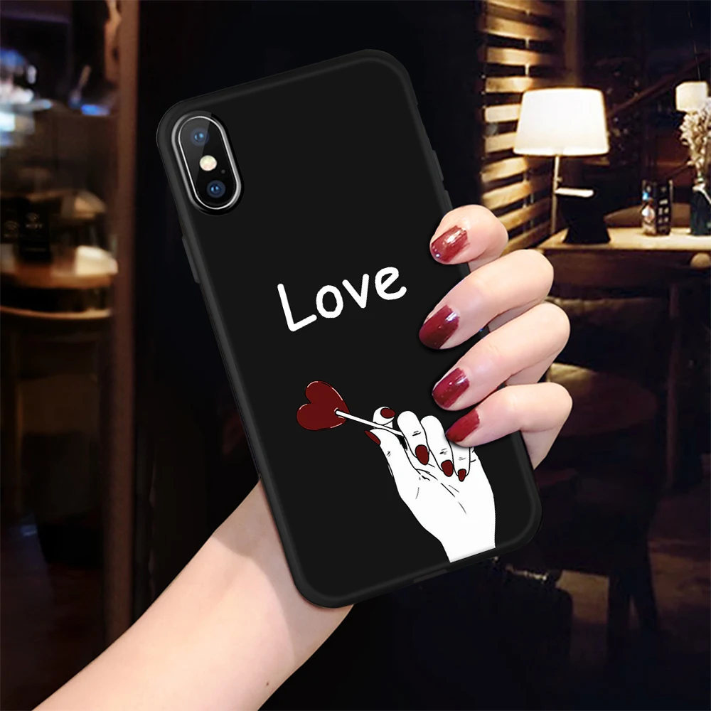Черный ТПУ окрашенный чехол для iPhone 8 7 6 6S Plus X XS Max X 5 5S SE чехол Funda iPhone8 iPhone7 Plus силиконовый мягкий модный чехол