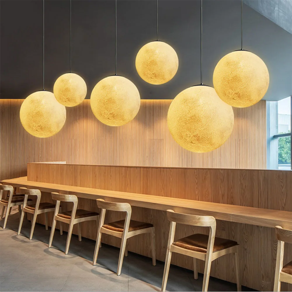 Moon Pendant Lamp 3D Printing 220V 50000H LED Bulb Bedroom Dining Room TN99 | Лампы и освещение