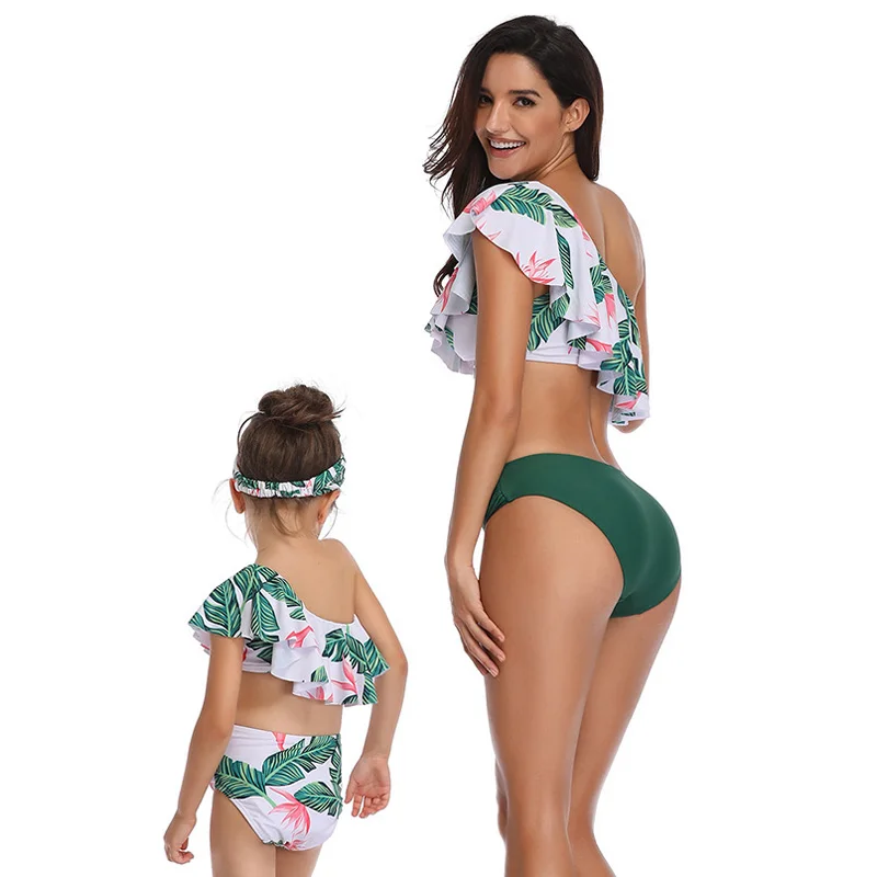Купальники для мамы и ребенка слитное боди пляжная одежда родителей детей