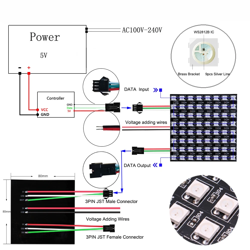 WS2812B WS2812 RGB светодиодный цифровой гибкий индивидуально адресуемый панельный