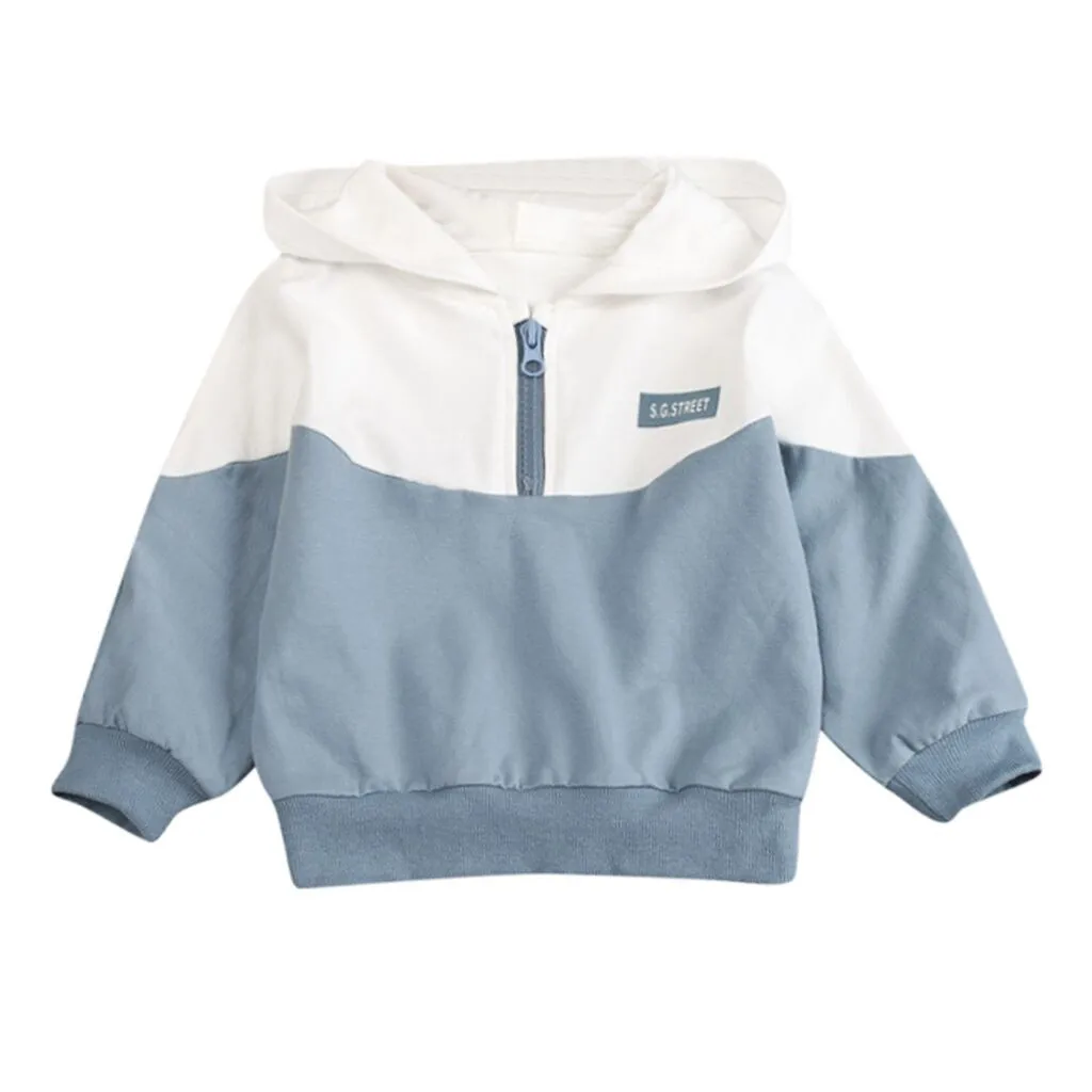 Light blue A Сезон весна-осень; модная толстовка с капюшоном на молнии для маленьких мальчиков и девочек топы; детская одежда roupa infantil - Цвет: Light blue A