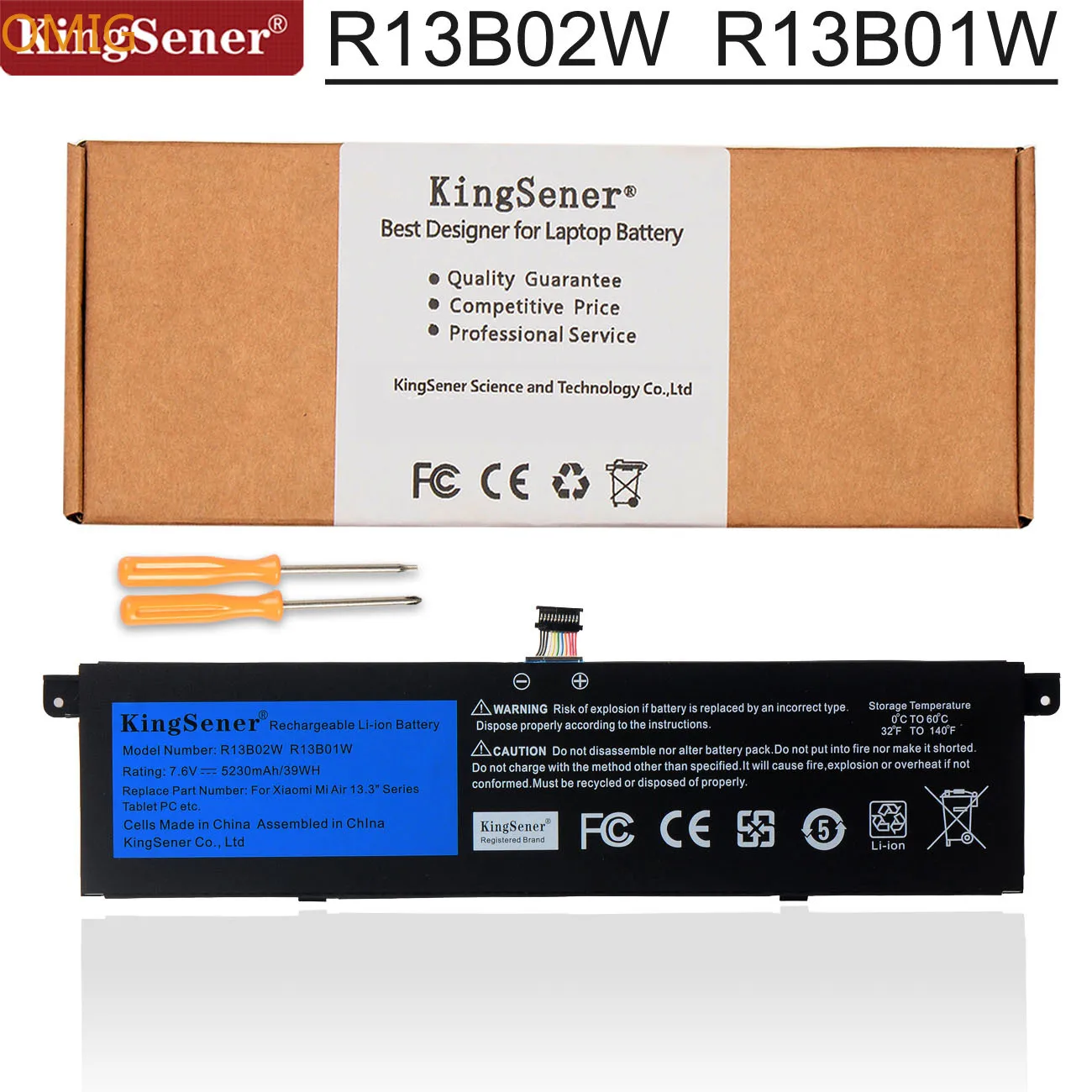 

Kingsener 7.6V 5230mAh New R13B01W R13B02W Laptop Battery For Xiaomi Mi Air 13.3" Series Tablet PC 39WH