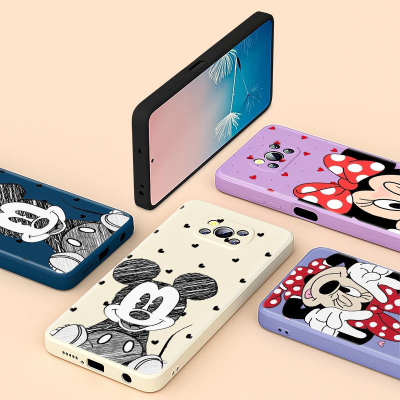 

Mickey And Minne Liquid Silicone For Xiaomi 6 X CC9 E A3 Lite A2 Mix 3 4 Poco X3 NFC X2 M2 C3 M3 Pro F3 GT Phone Case