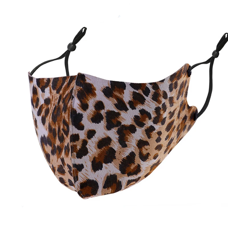 Маска для взрослых леопардовая регулируемая из ремень с ушками вискозы
