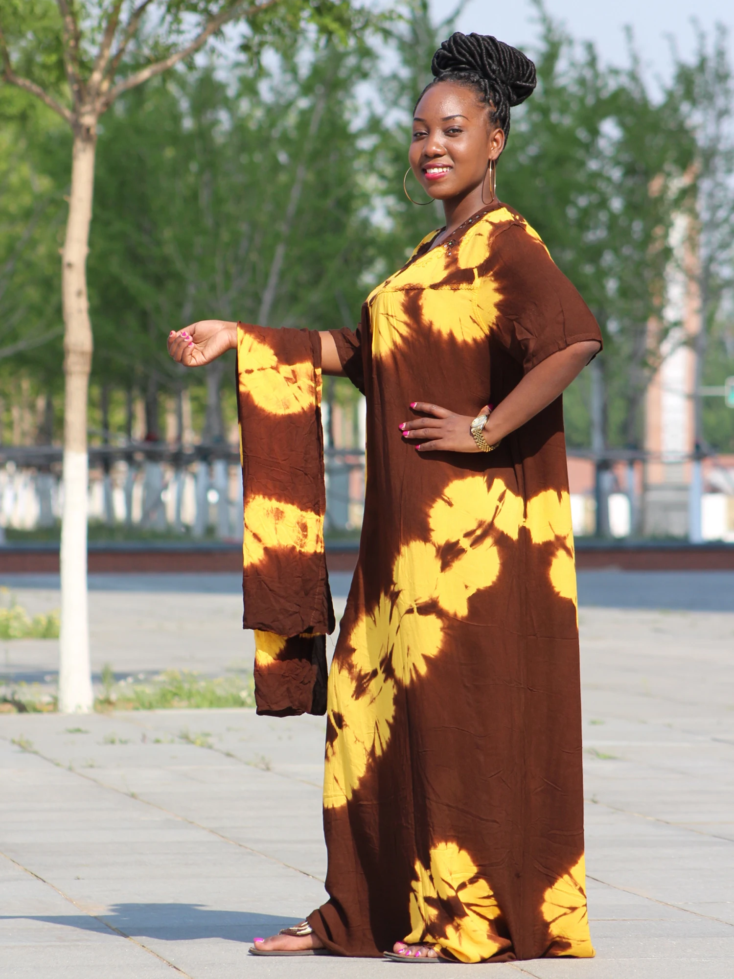 Новинка 2019 африканская мода Новое поступление окрашенный галстук кафтан горячее