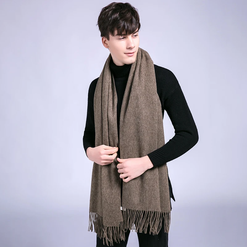 Мужской зимний шарф из 100% шерсти кашемировые Роскошные шерстяные толстые