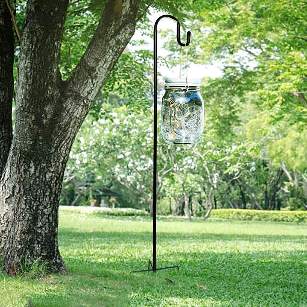 

2Pcs Shepherd Hooks Flowerpot Hook Garden Decoration Outdoor Plant Stand (Black)