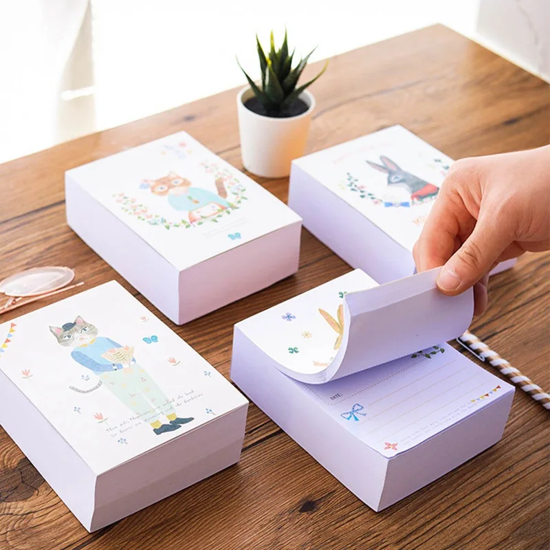 

1 шт. Творческий Цвет блокнот для заметок на клейкой основе с рисунками животных из мультфильмов милые бумажный блокнот для ноутбука наклей...