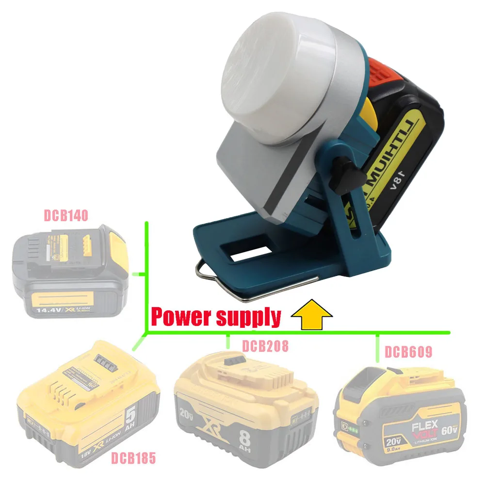 

18W 1600LM 18V LED Lamp Work Lamp For DeWalt dcb200(NO Battery,NO Charger)Lithium Battery Outdoor Tools Work Light