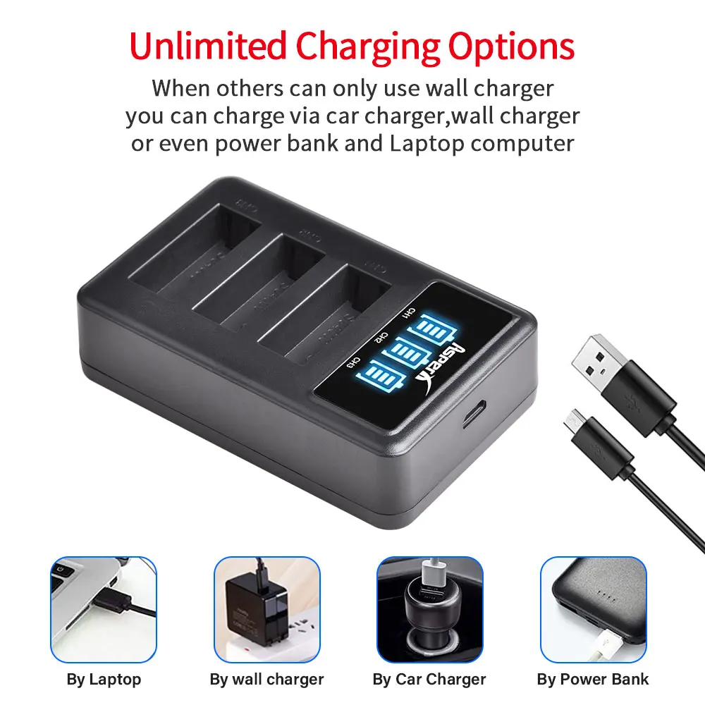 Аккумулятор PG1050 на 1350 мА · ч и зарядное устройство со светодиодной подсветкой для