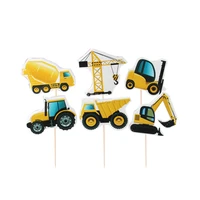 1set construction cupcake topper table decor tractor cake topper excavator vehicle baby shower kids boys birthday party supplies