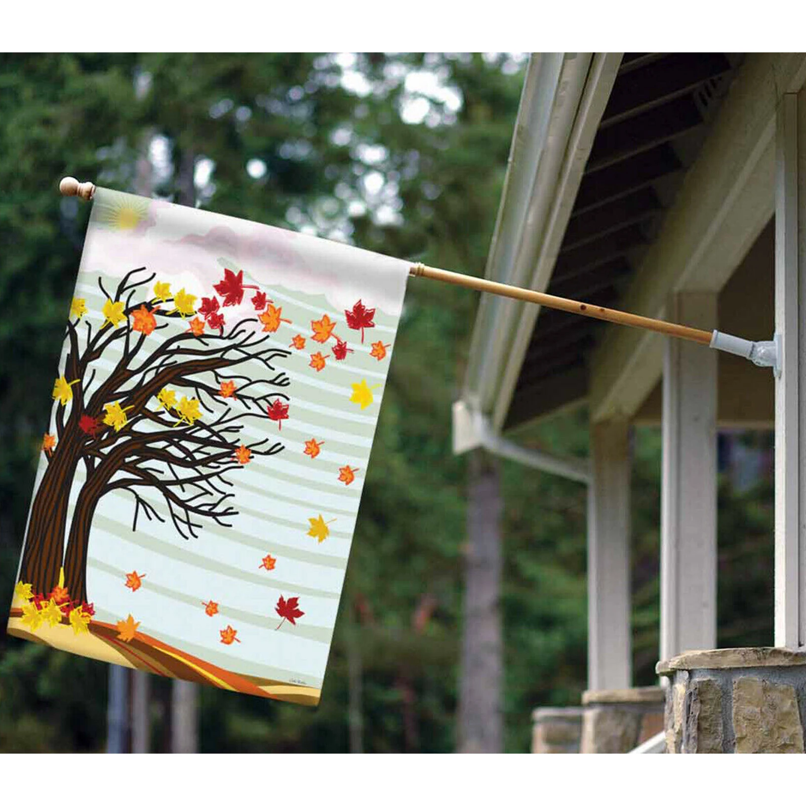 

28'' X 40'' Autumn wind and fallen leaves Banner Double sided Flag Festival Decoration Accessiories