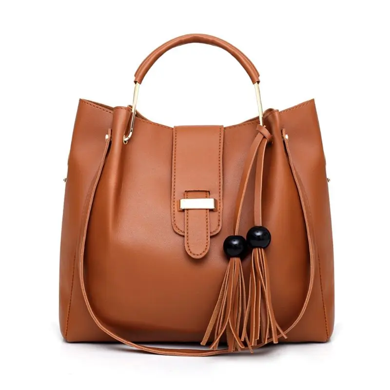 

3Pcs/Set PU Leather Tassel Handbag Crossbody Shoulder Bag Clutch Purse Set for Women Ladies Travel Beach Use Supplies