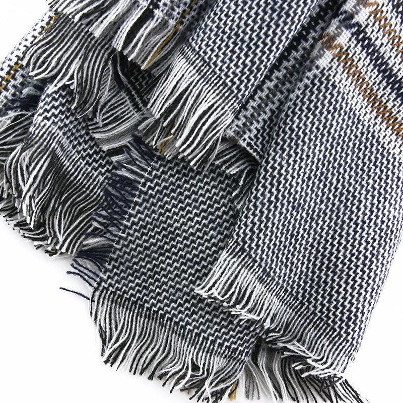 PLIKTEA серый клетчатый шарф для женщин из искусственного кашемира зимнее пончо женский Хиджаб Пашмины Шаль дамы плед палантин снуд шарфы