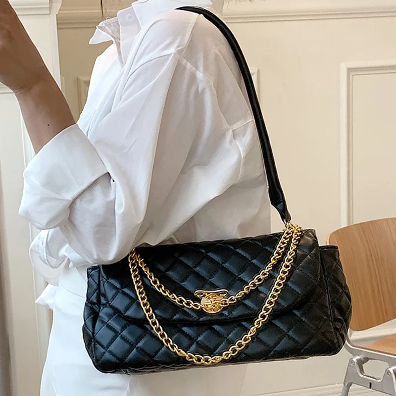 

Single Shoulder Women Bags Branded Classic Quilted Flap Shoulder Bag For Women Soft Leather Handbags 2021 Fahsion Luxury Totes