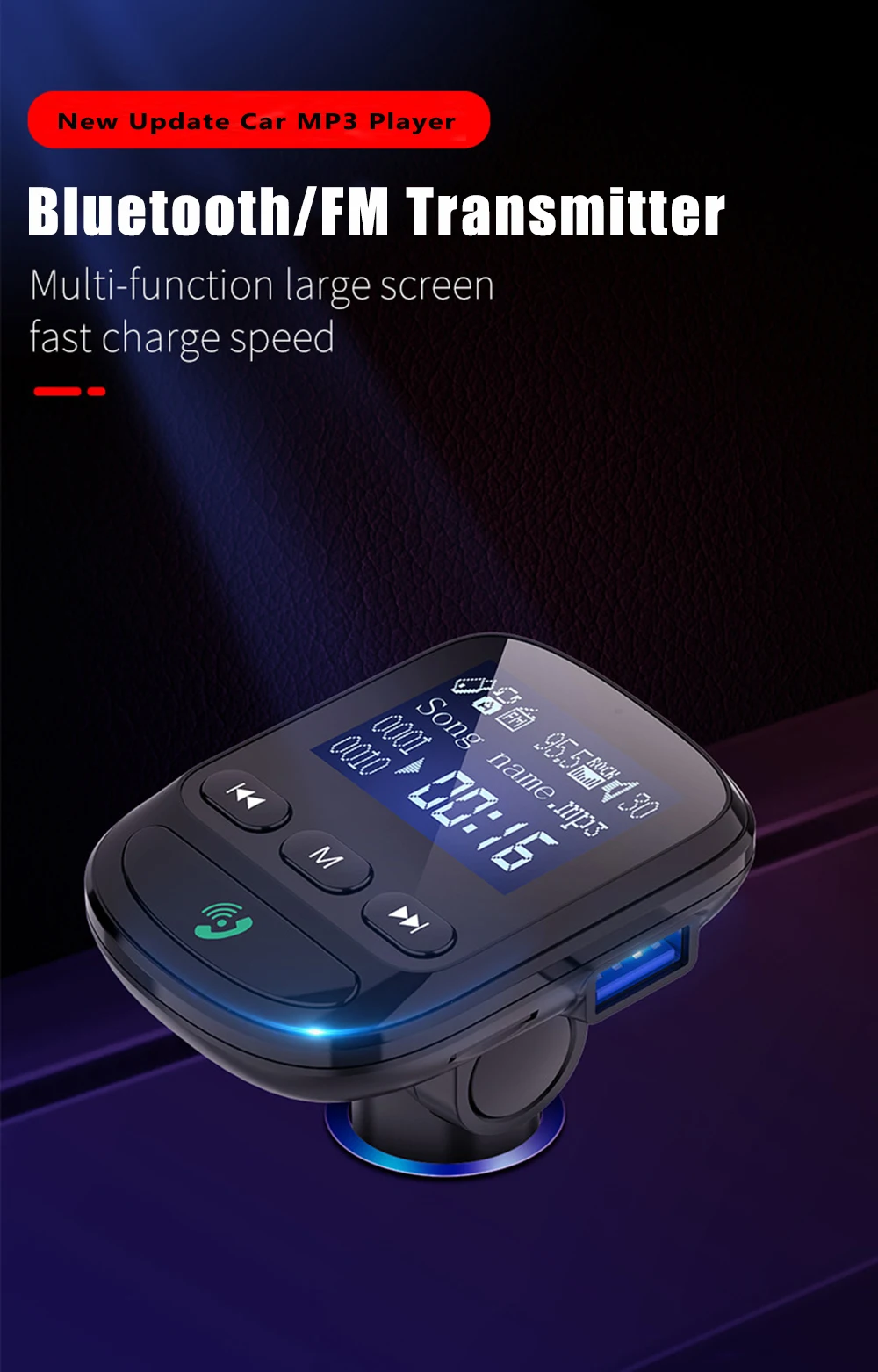 VR робот fm-передатчик AUX аудио автомобильный MP3-плеер Bluetooth Handsfree автомобильный комплект модулятор с QC3.0 быстрое двойное USB зарядное устройство