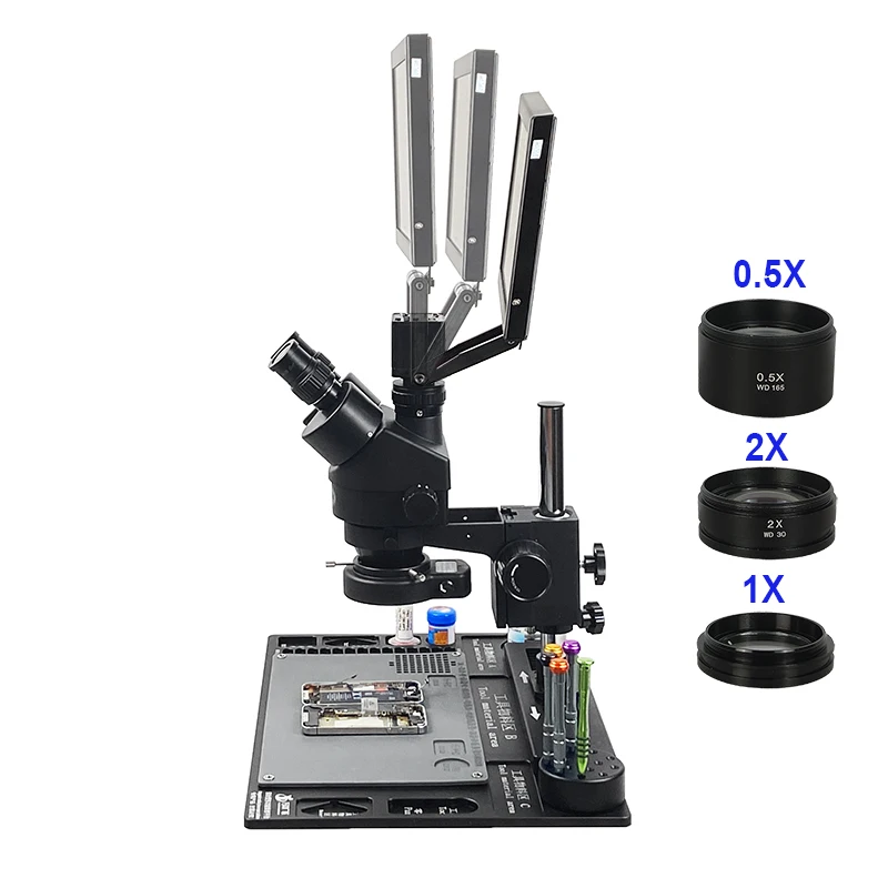 38MP HDMI USB Camera 3.5-180X 11.6'' LCD Trinocular Stereo Soldering Microscopes Stand HD TF 144 LED for Repair Mobile Phone |