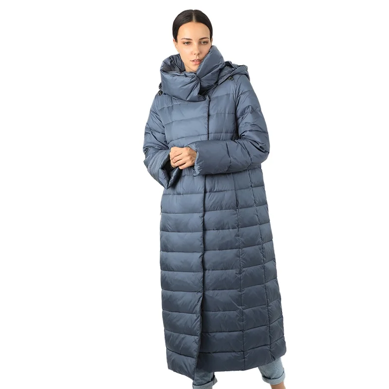Women's Parka Long Down Jacket Cotton Removable Hooded Female Quilted Coat Puffer Stand-Up Collar Windproof High Quality 19-155