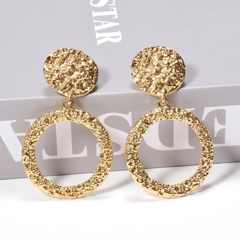 Новые золотые серьги массивные металлические висячие модные ювелирные изделия